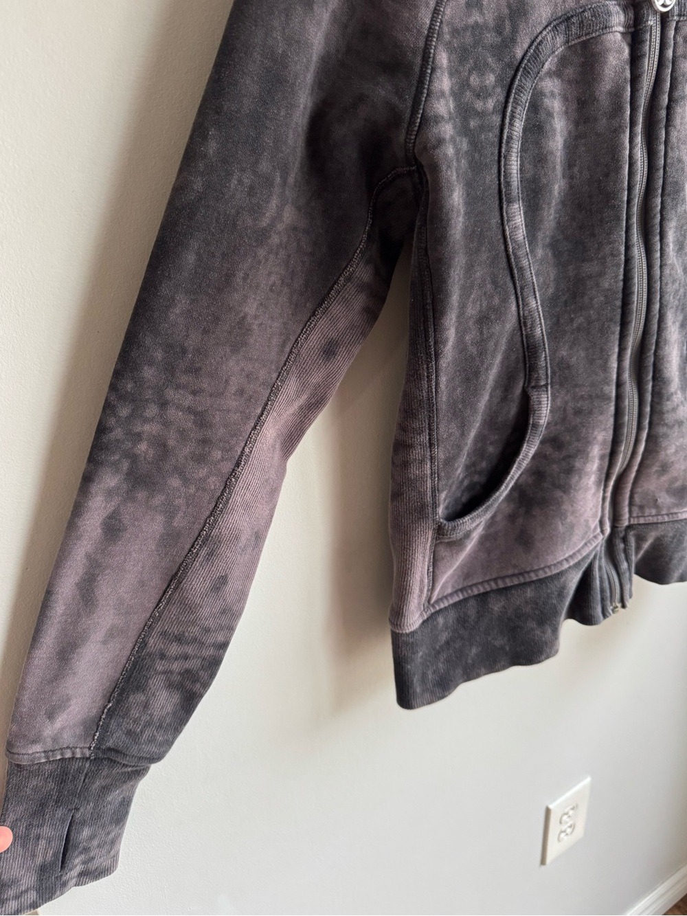 Lululemon Tie-Dye Scuba Hoodie Womens 12 Grey Hooded Full Zip Sweatshirt - Picture 6 of 12